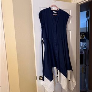 Navy and White Sleeveless Dress